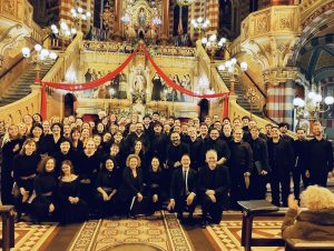 Members of NAU's Shrine of the Ages Choir pose for a group photograph at the San Juan Canta International Choral Festival.