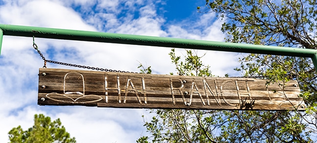 Wooden sign of Hat Ranch