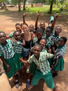 Ashlyn Ruby with children while traveling abroad