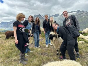 NAU students at Matterhorn Mountain with sheep