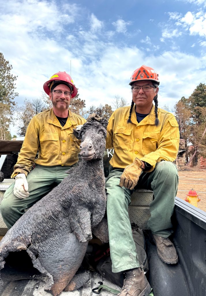 Michael Terlep and Jason Nez after the rescue of Brightly the Burro statue