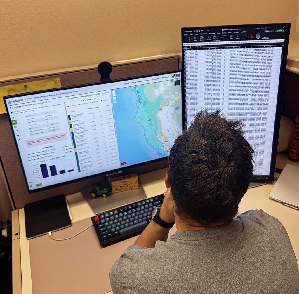 Researcher using TWIG for research at a computer