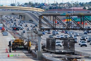 Traffic on the Phoenix freeway with construction