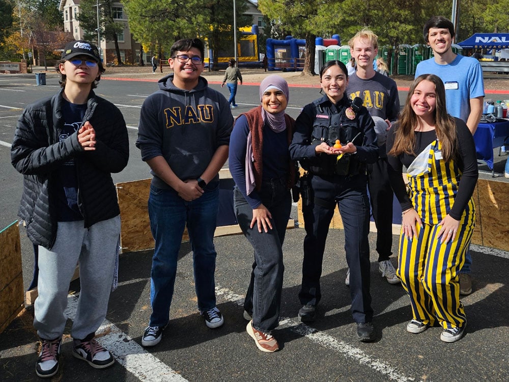 O'Donnell with several students