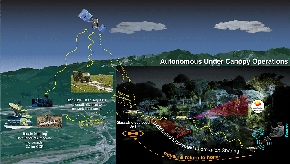 Visualization of how Glasswing works in a dense environment