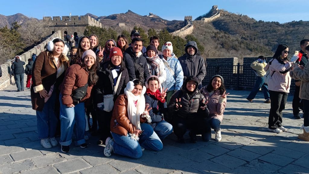 Students by the Great Wall of China during NAU lead winter program