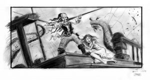 Story board of the Pirates of the Caribbean: Dead Man's Chest by James Ward Byrkit