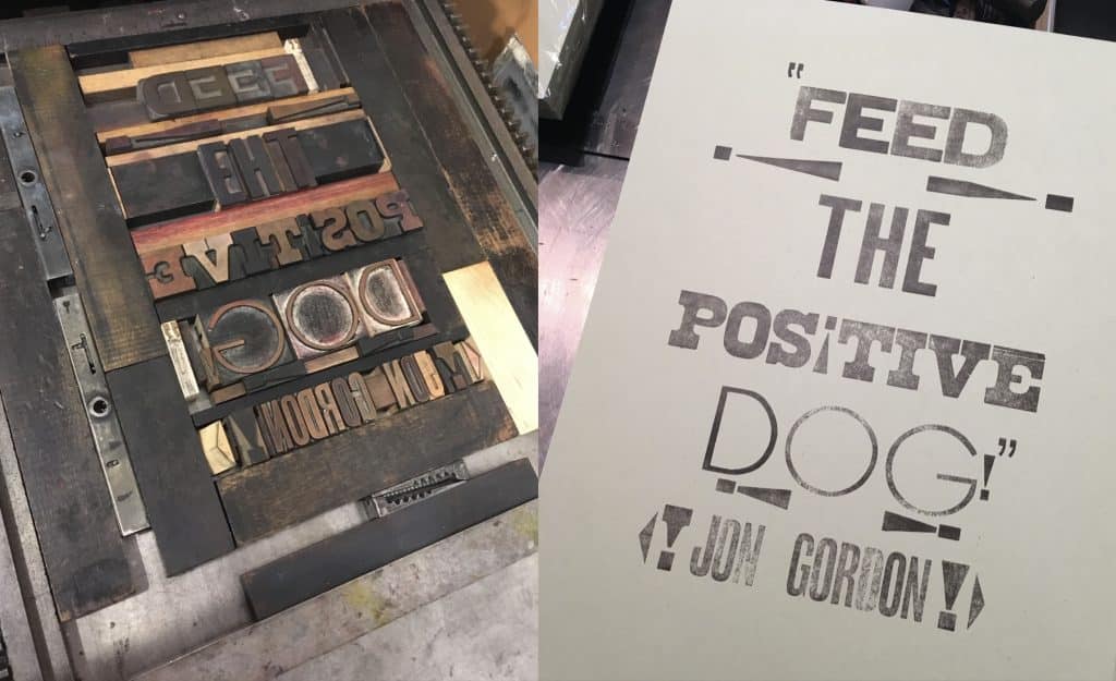 Picture of letter press machine and print